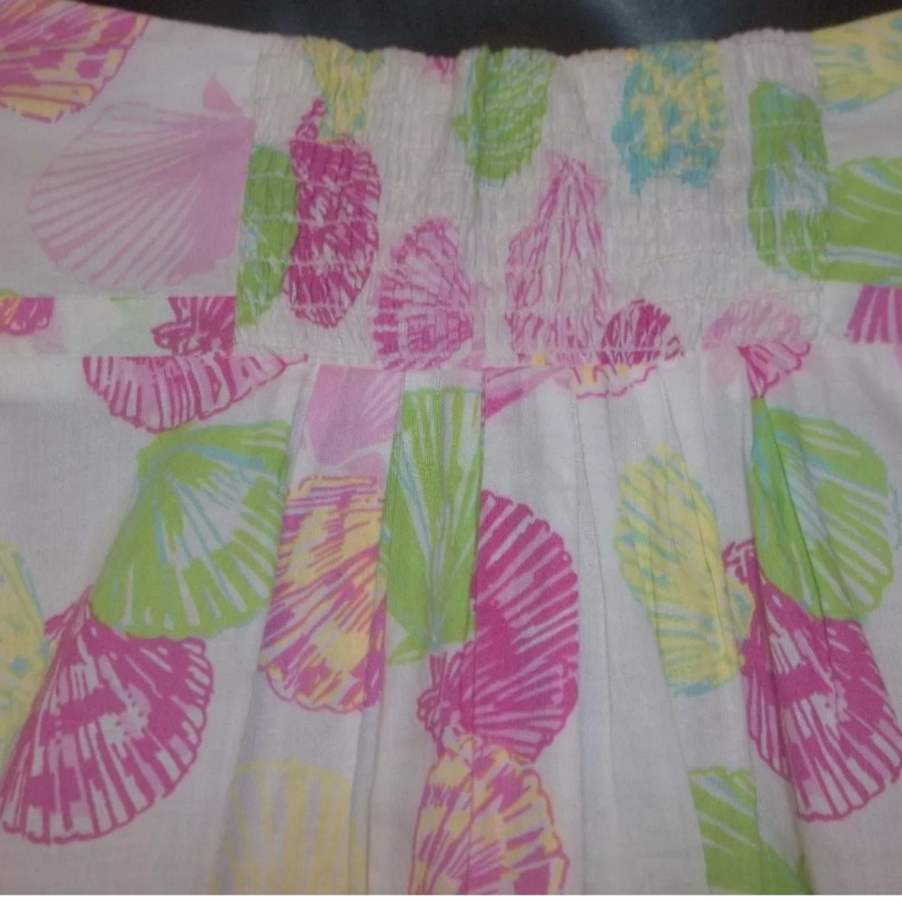 LILLY PULITZER Seashell Print Smocked Cotton Strapless Lining Dress Size 0- XS - Picture 4 of 7